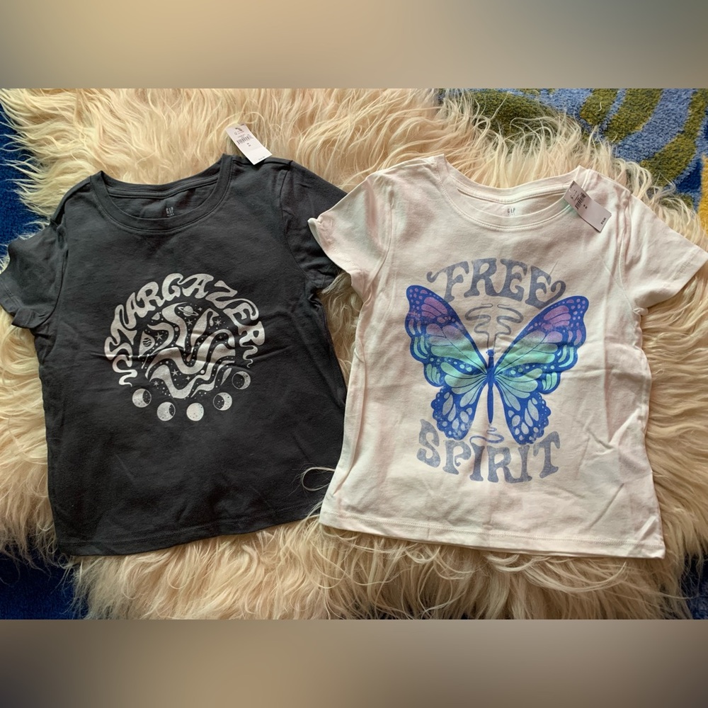 Bundle of 2 organic cotton boho shirts - moon phase & butterfly free spirit